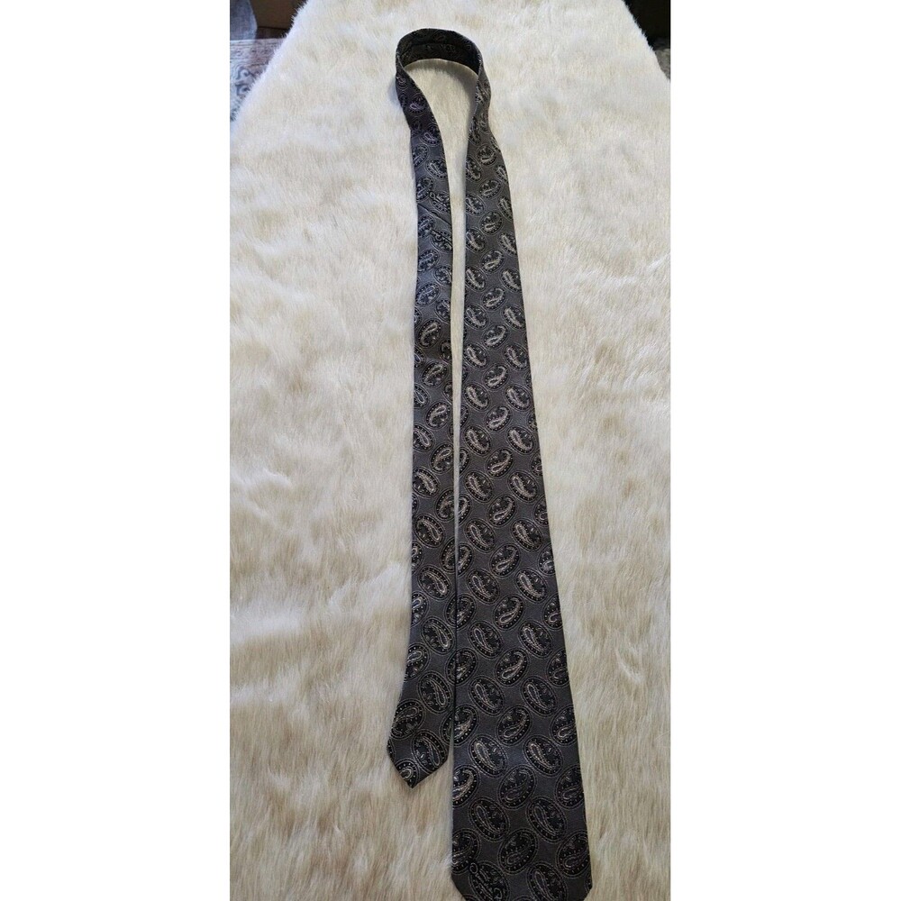 Oscar de la Renta Men's Designer Paisley Tie Gray Blue Beige